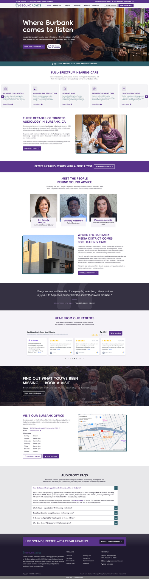 Sound Advice Hearing Care website